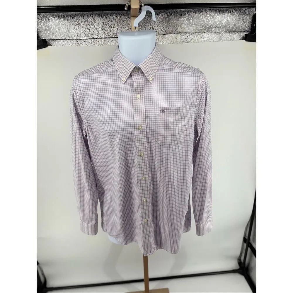 Southern Tide Brrr Long Sleeve Button Down Plaid Shirt Mens Small Purple